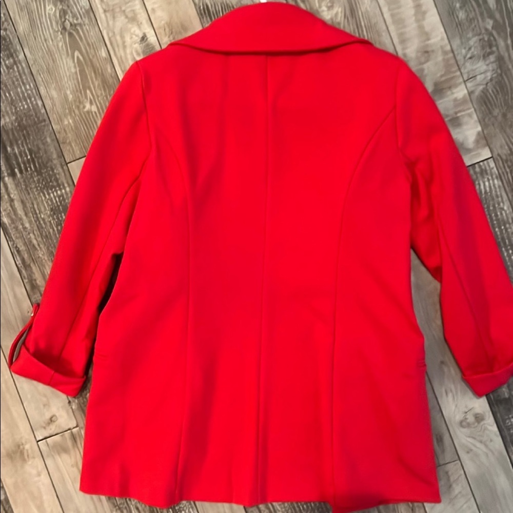 Red Stretch Open Front Blazer - image 2